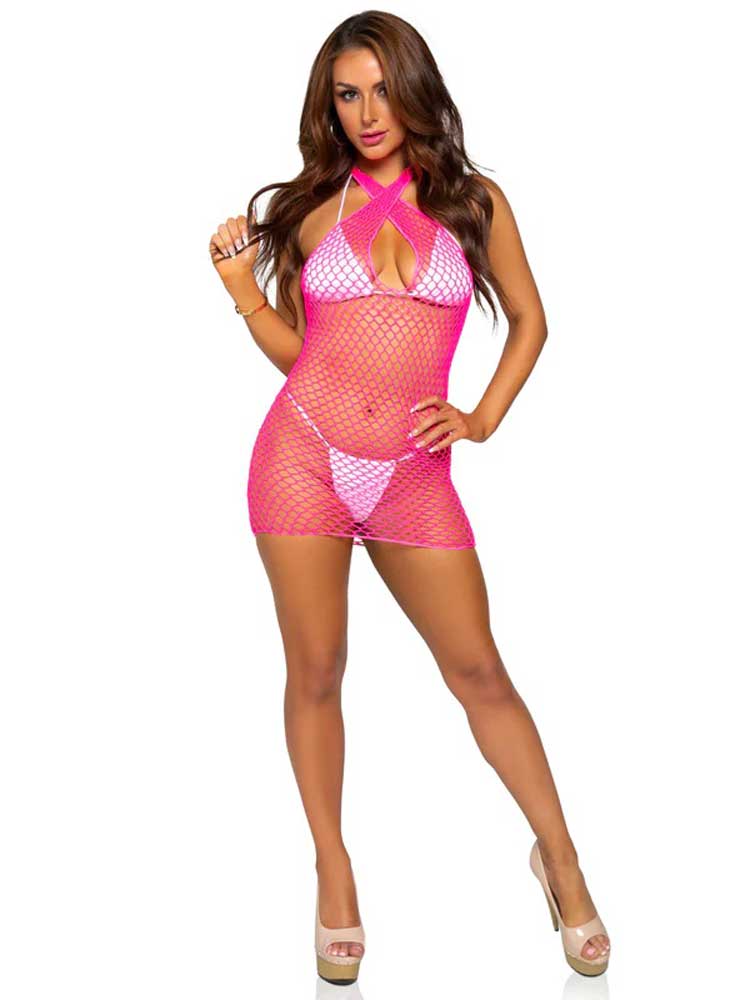 Summer Dreamz Net Mini Dress - One Size - Pink LA-86130PNKOS